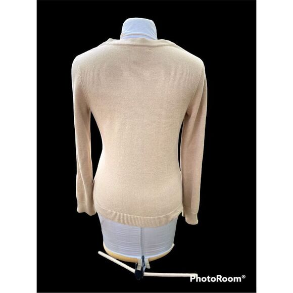 Lauren Ralph Lauren Tan V-Neck 100% Cotton Sweater Tan - Picture 2 of 8